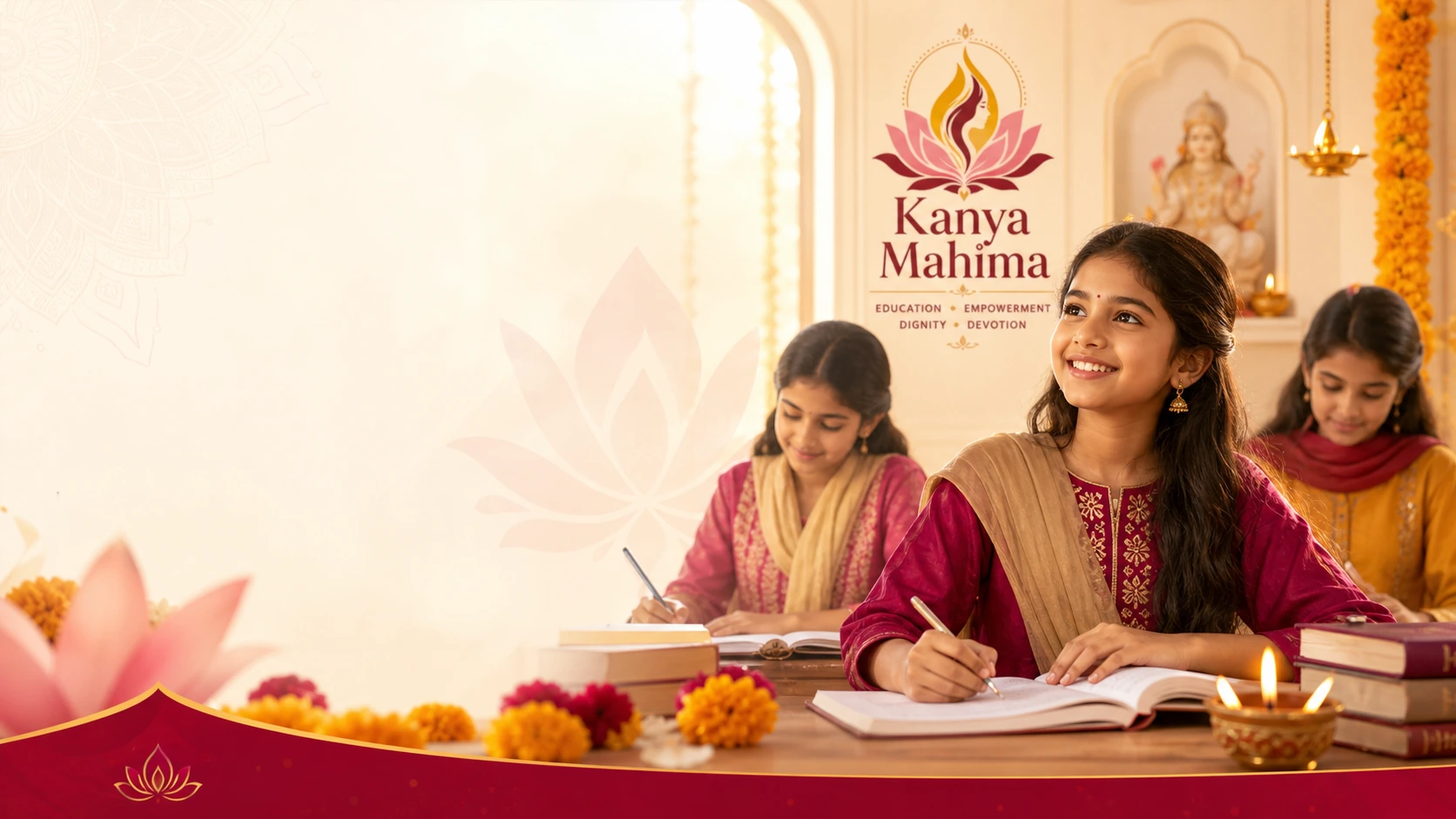 Young girls studying in a warm devotional learning environment